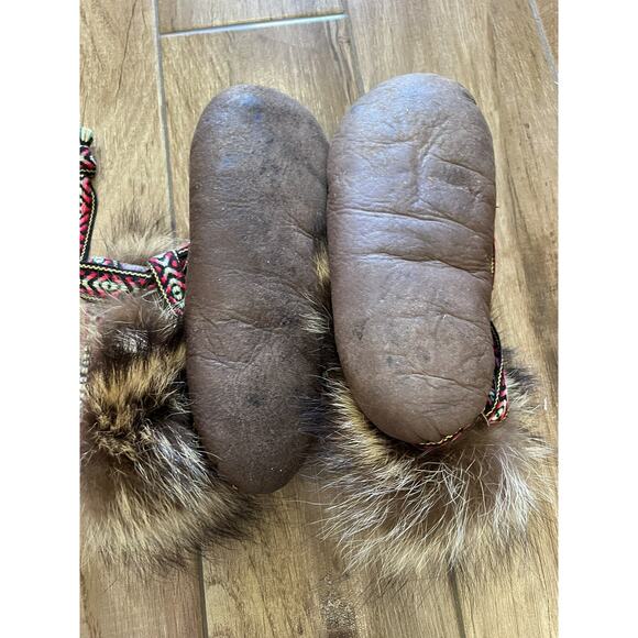 The needles Eye Handmade Animal Natural Fur Brown Moccasins Size 8 - Very Soft - Picture 11 of 14